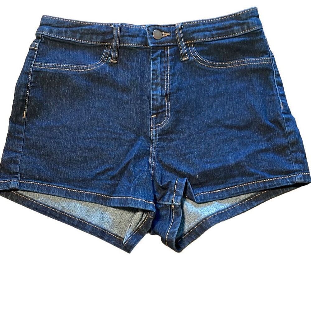 Wild Fable high rise stretchy jean shorts faux front pockets 12